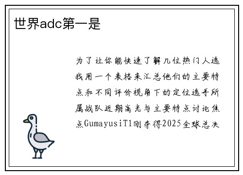世界adc第一是